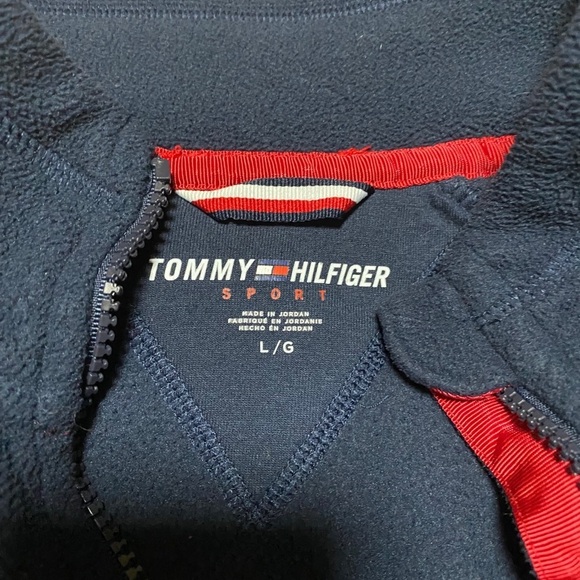 Tommy Hilfiger Sport Fleece Zip Jacket Navy Red - Picture 3 of 8